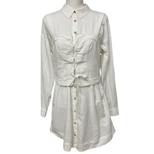 Pilcro Corset and Buttondown Shirt Twofer White Size Small
